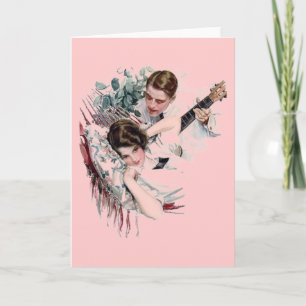 Tarjeta Festiva Pareja Vintage Serenade
