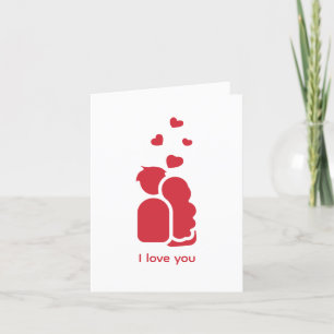 Tarjeta Festiva Pareja y corazón simples rojos y blancos de marca
