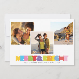 Tarjeta Festiva Parejas Modernas 3 Fotocolage Alegre y Brillante