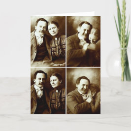 Tarjeta Festiva Parejas victorianas mullidas foto franca