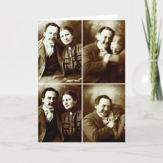 Tarjeta Festiva Parejas victorianas mullidas foto franca