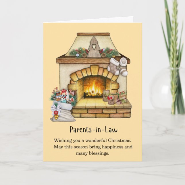 Tarjeta Festiva Parents in Law Christmas Folded Holiday Card (Anverso)