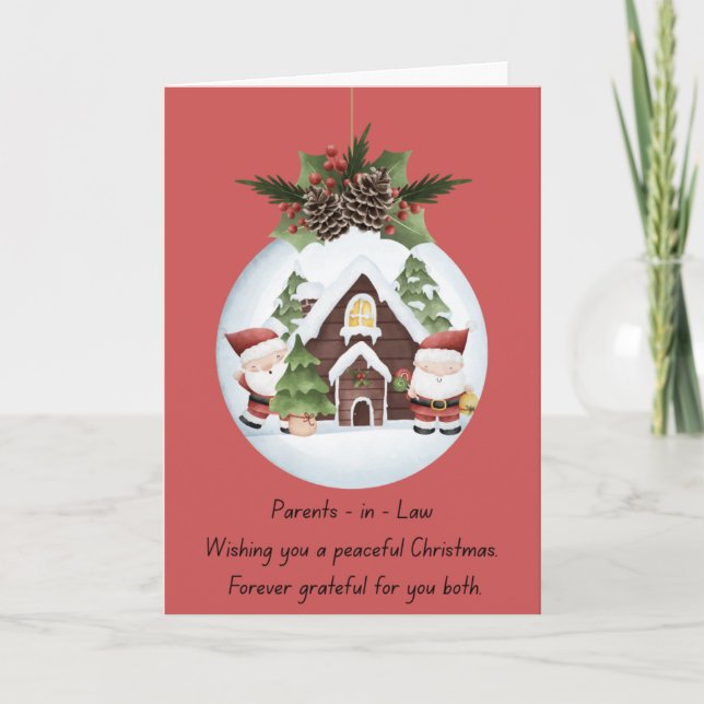 Tarjeta Festiva Parents in Law Christmas Folded Holiday Card (Anverso)