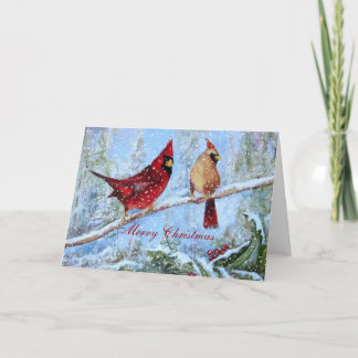 Tarjeta Festiva Pares de cardenales,