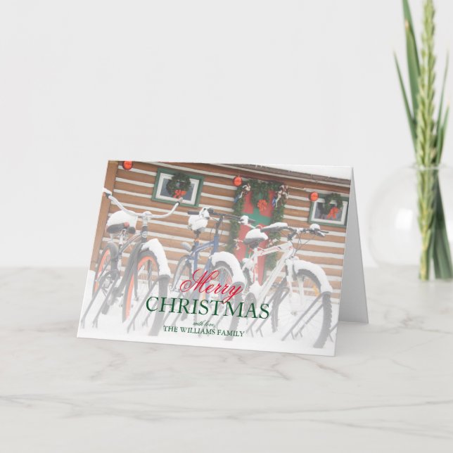 Tarjeta Festiva Pares de la casa de campo cerca enrrollada nevada (Anverso)