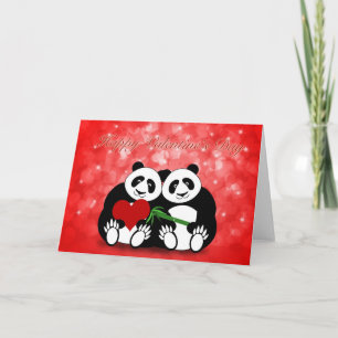 Tarjeta Festiva Pares felices de la panda del el día de San