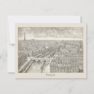 Tarjeta Festiva París Antiguo Francia Torre Eiffel IMPRESIÓN