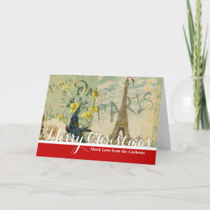 Tarjeta Festiva París Francia Viaje Viaje Viejo Pintura de Arte An