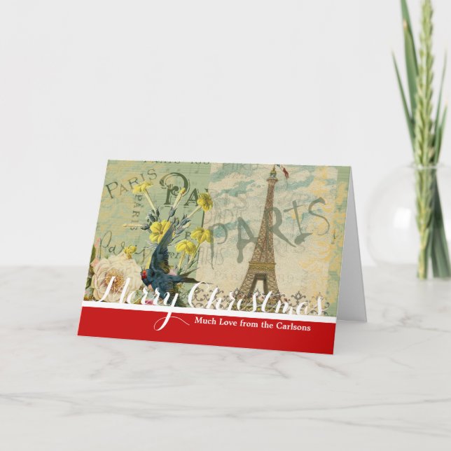 Tarjeta Festiva París Francia Viaje Viaje Viejo Pintura de Arte An (Anverso)