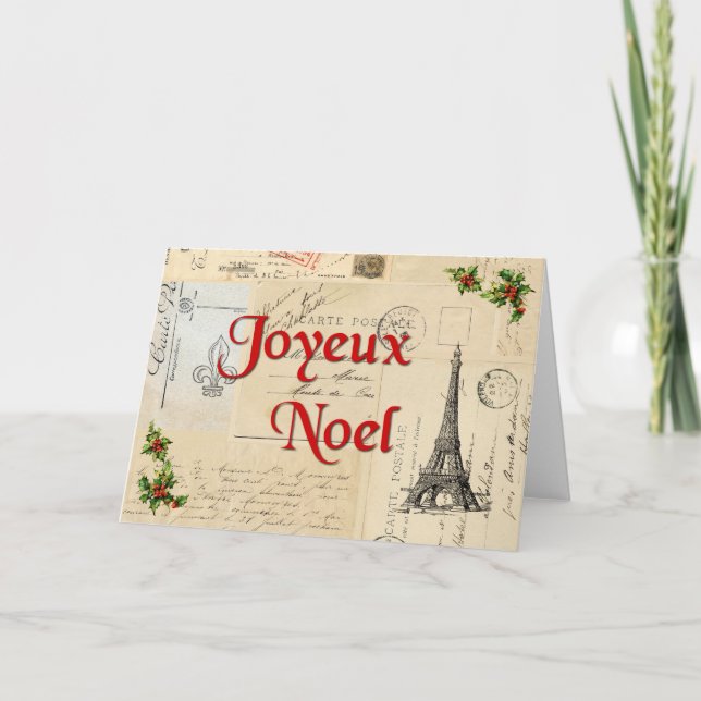 Tarjeta Festiva Paris French Postcards Christmas Card (Anverso)