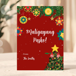 Tarjeta Festiva Parol Maligayang Pasko Filipino Christmas Card