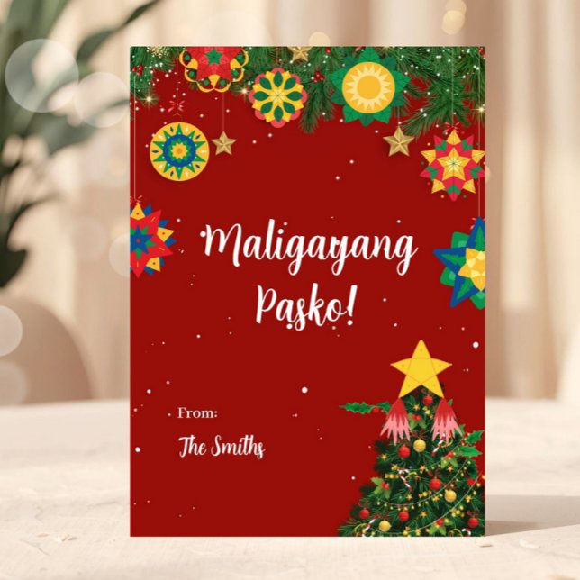Tarjeta Festiva Parol Maligayang Pasko Filipino Christmas Card (Maligayang Pasko Philippines Christmas Card)