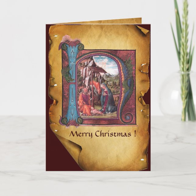 TARJETA FESTIVA PARQUE DE NAVIDADES DE NATIVITY MONOGRAM (Anverso)