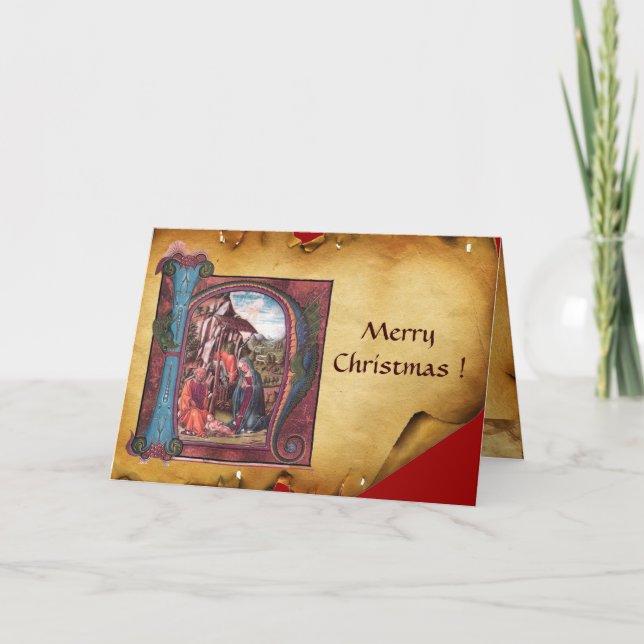 TARJETA FESTIVA PARQUE DE NAVIDADES DE NATIVITY MONOGRAM (Anverso)