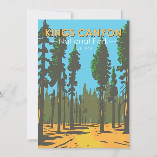 Tarjeta Festiva Parque nacional Kings Canyon Subvención Vintage (Anverso)
