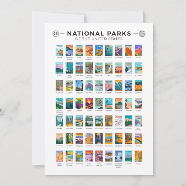 Tarjeta Festiva Parques nacionales de Estados Unidos  (Anverso)