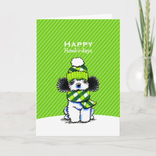 Tarjeta Festiva Parti Poodle Plaid Scarf Navidades Green Personali