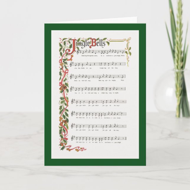 Tarjeta Festiva partitura de Jingle Bells (Anverso)