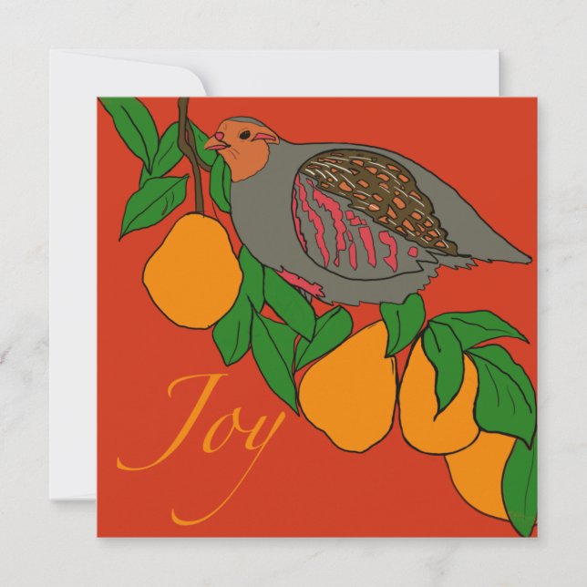 Tarjeta Festiva ¡Partridge & Pears Joy! (Anverso)