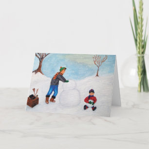 Tarjeta Festiva Pasando un día de la nieve así como "buenas