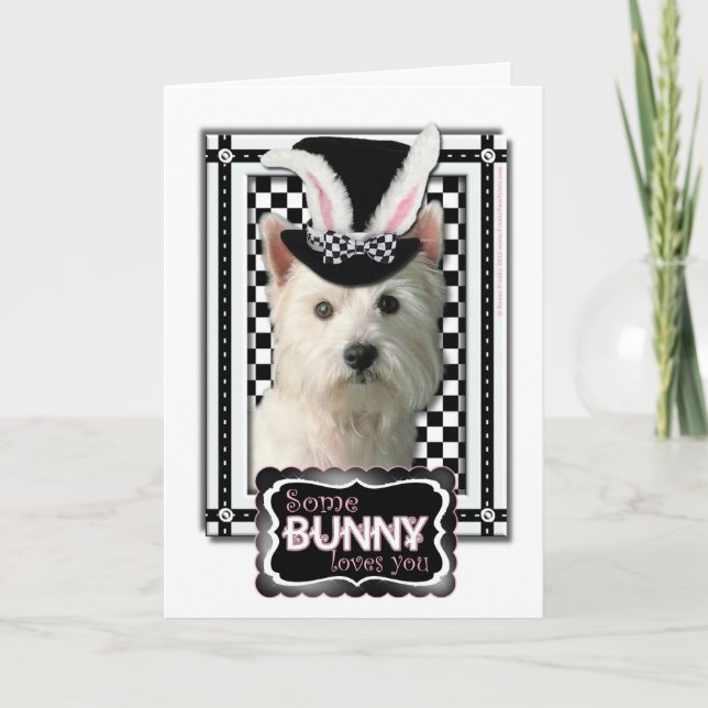 Tarjeta Festiva Pascua - algún conejito le ama - Westie (Anverso)