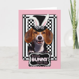 Tarjeta Festiva Pascua - Algunos conejitos te aman - Beagle