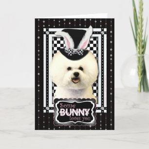 Tarjeta Festiva Pascua - Algunos conejitos te aman - Bichon Frise