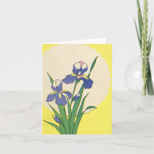 Tarjeta Festiva Pascua antigua, flores de lirios de jardín púrpura