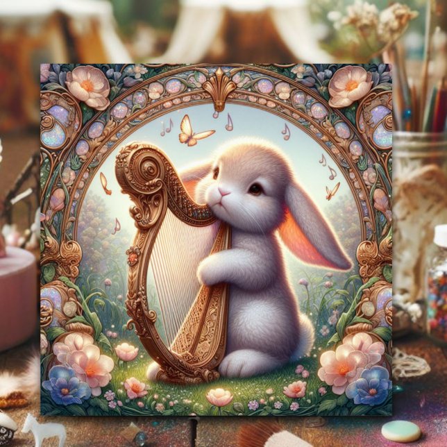 Tarjeta Festiva Pascua Art Nouveau de Music Bunny (Subido por el creador)