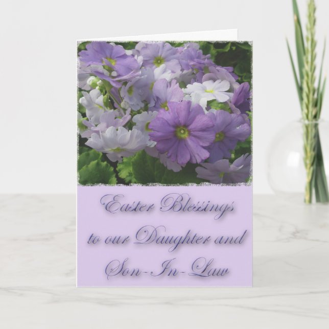 Tarjeta Festiva Pascua bendiga a hija y a primogía de yerno (Anverso)