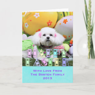 Tarjeta Festiva Pascua - Bichon Frise - Mia