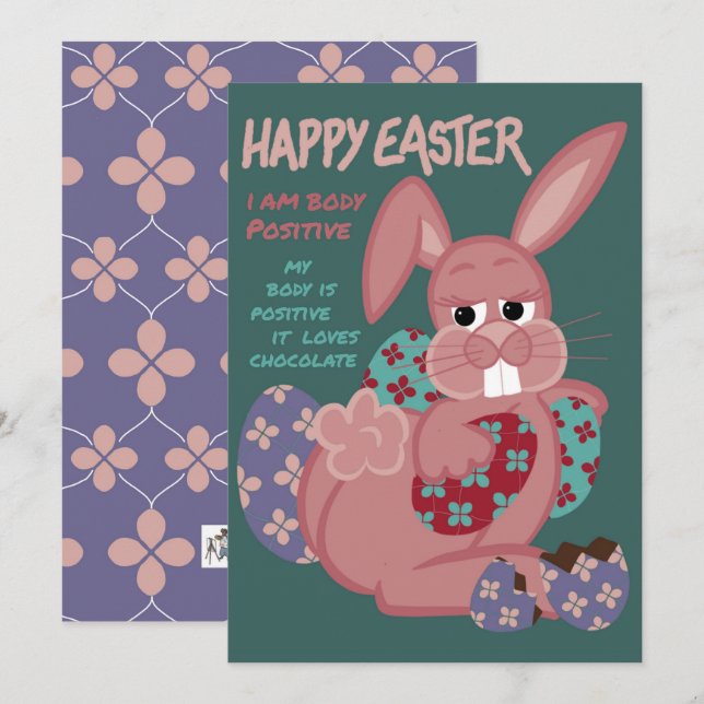 Tarjeta Festiva Pascua - Bunny positivo para el cuerpo - Chocolate (Anverso / Reverso)