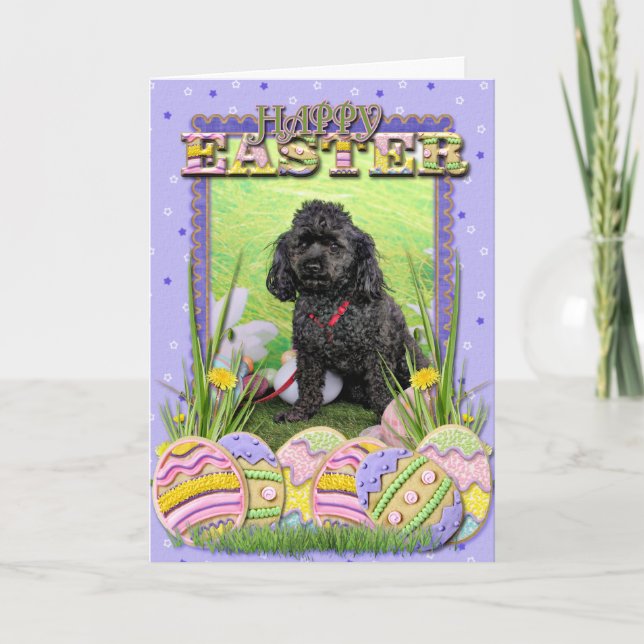 Tarjeta Festiva Pascua - caniche - joven (Anverso)