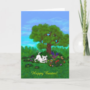 Tarjeta Festiva Pascua - Capo de cachorro y mariposa