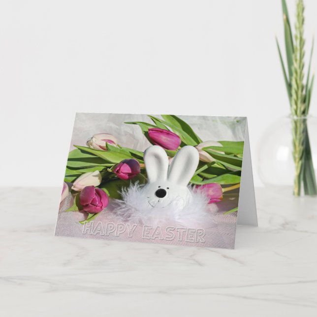 Tarjeta Festiva Pascua - conejito de lujo de "Pascua feliz" (Anverso)