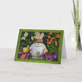 Tarjeta Festiva Pascua - conejito en la hierba
