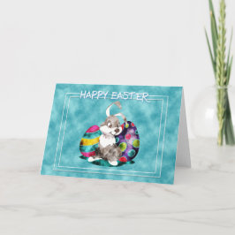 Tarjeta Festiva Pascua - Conejo con huevos