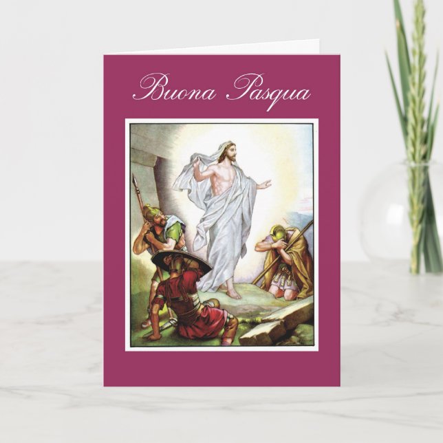 Tarjeta Festiva Pascua cristiana italiana, Jesús Buona Pasqua (Anverso)