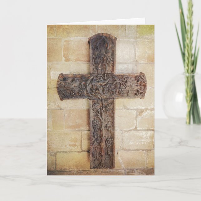Tarjeta Festiva Pascua cruzada tallada (Anverso)