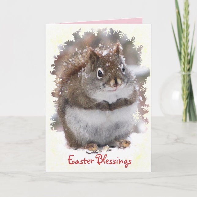 Tarjeta Festiva Pascua de ardilla dulce (Anverso)