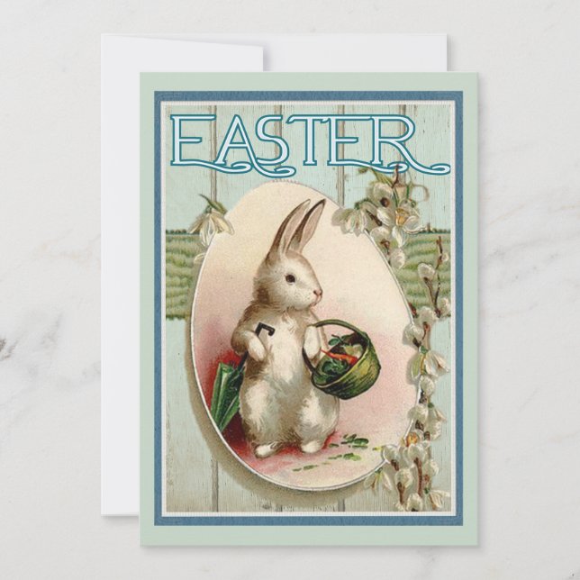 Tarjeta Festiva Pascua de Bunny Retro (Anverso)