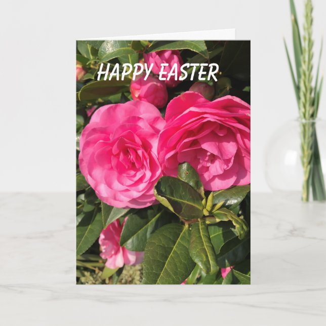 Tarjeta Festiva Pascua de Camellia Rosa (Anverso)