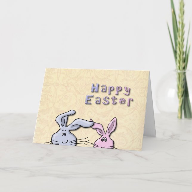 Tarjeta Festiva Pascua de dos Conejos (Anverso)