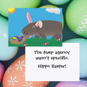 Tarjeta Festiva Pascua de hipopótamo