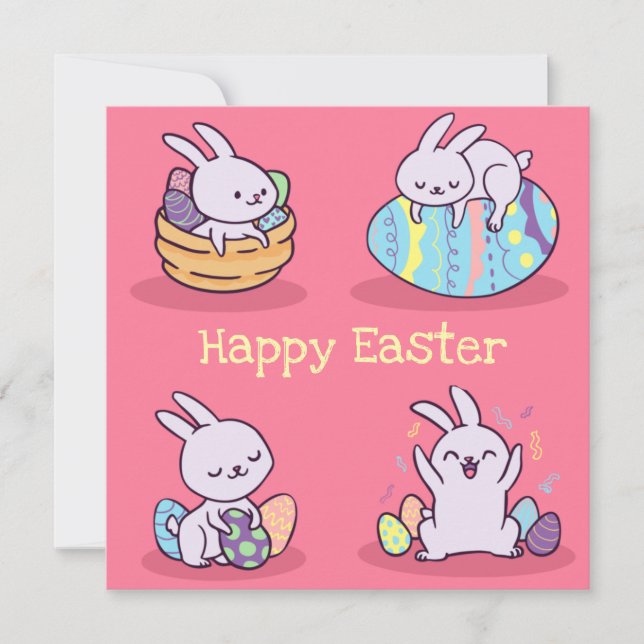 Tarjeta Festiva Pascua de Kawaii (Anverso)