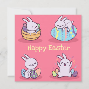 Tarjeta Festiva Pascua de Kawaii