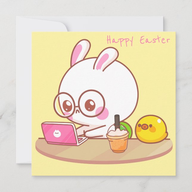Tarjeta Festiva Pascua de Kawaii (Anverso)