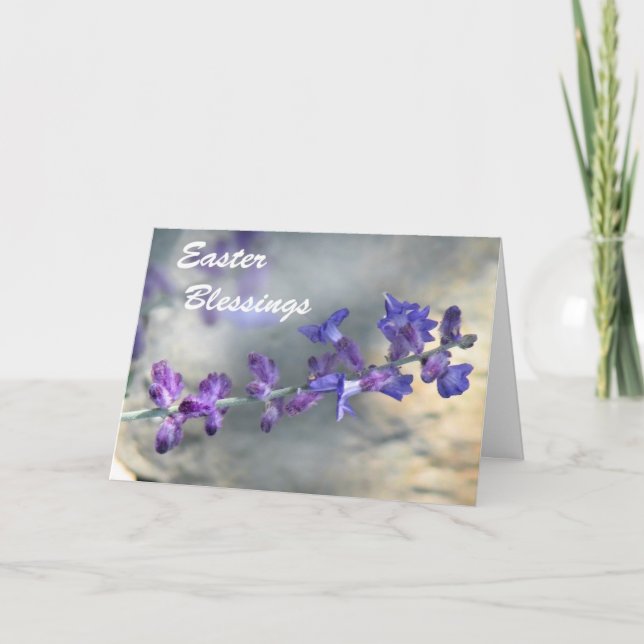 Tarjeta Festiva Pascua de las flores moradas (Anverso)