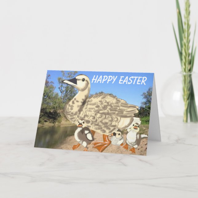 Tarjeta Festiva Pascua de pato y chichas bebé (Anverso)