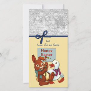 Tarjeta Festiva Pascua de pato y conejo